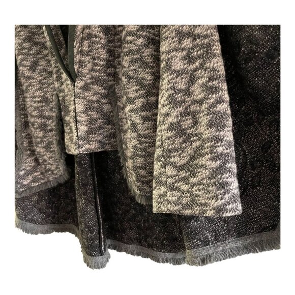 Lagence Size XS Draped Knit Poncho Sweater Fringe Edges Gray Black Cape - Picture 7 of 10